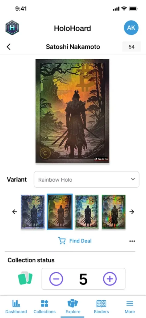 HoloHoard TCG Tracking App Screenshot