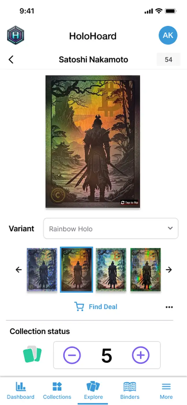 HoloHoard TCG Tracking App Screenshot