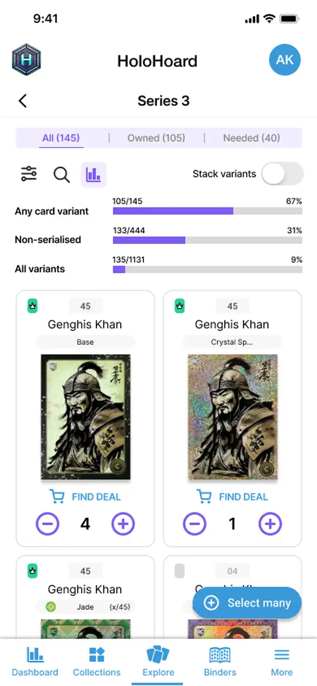 HoloHoard TCG Tracking App Screenshot