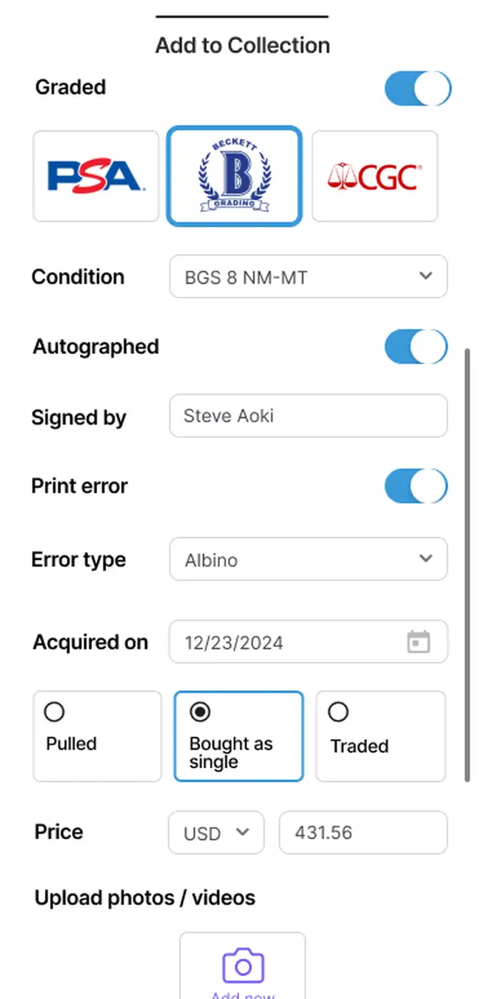 HoloHoard TCG Tracking App Screenshot
