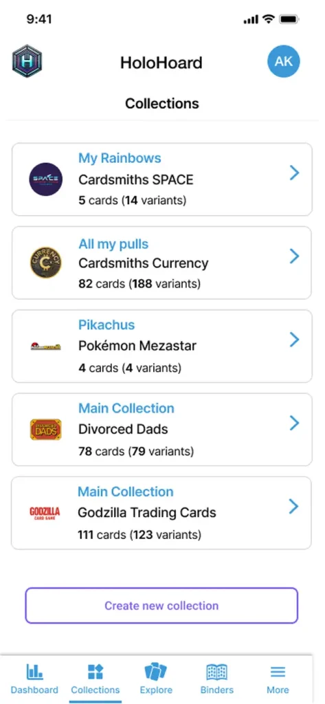 HoloHoard TCG Tracking App Screenshot